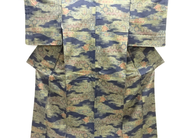 JAPANESE KIMONO / TOKAMACHI TSUMUGI / UNUSED / WOVEN FLOWER CREST